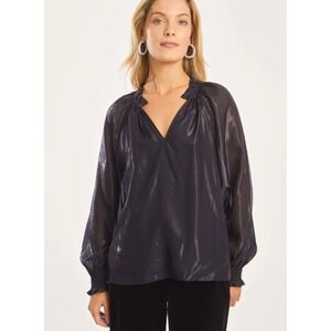 Caballero Women's Miki Blouse Navy Starry Night Fabric Small ($215)